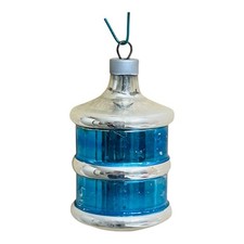 Vintage Premier UFO blue glass barrel lantern Christmas Ornament picture