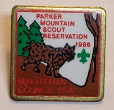 Vintage 1986 Minute Man Council BSA Parker Mountain Scout Reservation Lapel Pin picture
