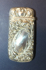 Antique Repousse Scroll Sterling Silver Match Safe Box Ornate Vesta Case 1901 picture