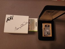 Zippo Case Museum 20th Anniversary 1990 Cars Gold Tone Lighter 061/100 picture