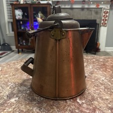 Antique 19th Century Copper Coffee Kettle Campfire Pot 14” picture