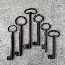 Antique Hand-Forged Iron Skeleton Keys Lot of 6, 17th-18th Century  picture