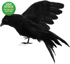 Realistic Black Flying Crow Halloween Decoration Prop Haunted House Bird picture