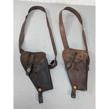 Vintage 2pc WWII Enger-Kress US M3 Leather Shoulder Holster Military Adjustable picture