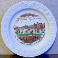 Staffordshire Polychrome ABC Plate - Iron Pier West Brighton Beach Coney Island  picture