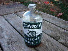 RARE UNIVERZOL OUTBOARD MOTOR OIL BOTTLE W.H. BARBER CO. NICE picture