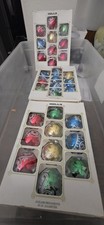 VTG Set Of 3 Holly Glass Christmas Ornaments Glitter Multicolor Set of 9 #258/10 picture