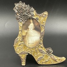 Vintage Ornate Victorian Style Photo Frame Roses Boot Shoe Resin Easel Back picture