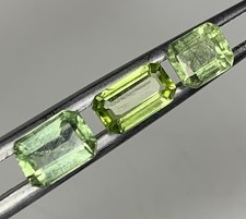 3pices 2.54Ct Beautiful Natural Black Routail Peridot Emerald Cut From Pakistan picture