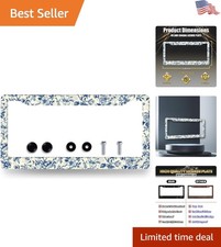Elegant Vintage Floral License Plate Frame - 12.3 x 6.3 Inch Durable Steel Charm picture