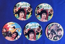 Lot of (5) 1970s Bruce Lee Round Menko Bruce Lee & Chuck Norris Japanesse Cards picture