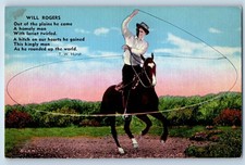 c1930's Will Rogers Cowboy Spun The Rope Above His Head Vintage Postcard picture