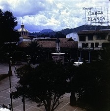 Orig 1971 Slide Plaza Morelos Uruapan Michoacan Mexico Carta Blanca Sign G113 picture