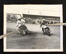Vintage 1950s Triumph Motorcycle Race Riders at Track California Photo picture