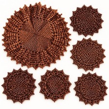 Vintage 1960s Koa Seed Doily 11” Round Dark Brown Hawaiian Acacia Tree Seed picture