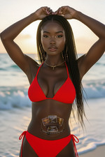 Nigerian Beach Babes Red Bikini Tropical Locations Sunrise Sunset 4X6 Art Print picture