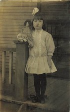 Cute Young Girl with her Doll - Original Early RPPC - Posted 1909 picture