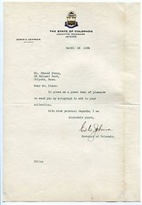 1934 Autograph Letter Signed by Edwin Carl Johnson Governor of Colorado FD3627 picture