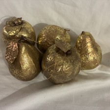 Beautiful Vintage Gold Foil Fruit With Leaf Christmas Ornament picture