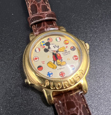 VTG Lorus Mickey Mouse Country Flags Musical Watch Its a Small World V421-0020 picture