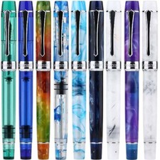 PENBBS 355 Acrylic Silver Clip Fountain Pen Piston Fine Nib F Writing Office #s2 picture