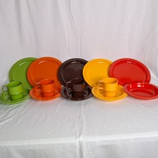 Vintage MCM Rosti Mepal Denmark Melamine 5 Plates 5 Bowls 4 Cups Mugs 14 Pcs Lot picture
