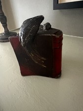 Vintage Antique Brass Bookends 1920s Metalsmiths Parrots on Book Single picture