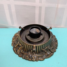 VINTAGE L & L WMC BRASS FLUSH CEILING MOUNT LIGHT FIXTURE SHADE FITTER 3 1/4IN picture