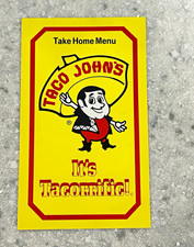 Vintage 1970s Taco John’s Take Home Menu Pre Potato Olés Taco Bravo Advertising picture