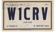 QSL  1933 West Medford MA    radio card picture