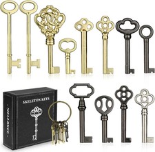 12pcs Skeleton Key Set | Universal Hollow Barrel Keys for Antique Cabinet Door picture