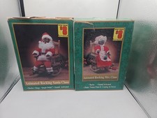 Vintage 96 Animated Rocking Santa & Mrs North Pole Productions Black African New picture
