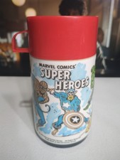 Vintage 1976 Marvel Comics Super Heroes Aladdin Thermos Spider-Man Hulk picture