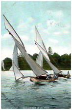Vintage Postcard 1907 Neck and Neck Off the wind, Mailed from Lambertville, NJ picture