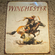 Winchester Vintage Western Advertising Metal Wall Sign Cowboy Vertical Rectangle picture