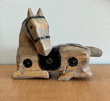 Vintage Wooden Horse Metal Saddle And Accents Folk Art 10