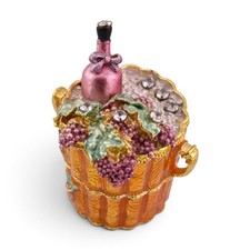 Nobility Wine Bottle Ice Bucket Crystal Bejeweled Hinged Trinket Box w/ Box picture