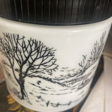Vintage 1960s Maxwell House Milk Glass Coffee Canister- Winter Scene authentic picture