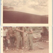 x2 LOT 1968 Vietnam War US Soldier Snapshot Photos Quang Tri RVN Butcher Salkeld picture