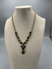 Designer Signed Monet 18” Necklace Rhinestone Gold Tone Twisted Strand picture