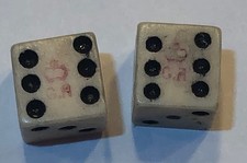 Authentic 1/4+” Rev.War Era Pair Bone (Bovine)  Crown & GR Stamped Dice picture