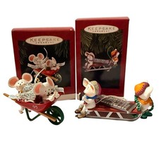 Hallmark Keepsake Hershey's Mice Ornaments 1995 1996 Linda Sickman Set of 2 picture