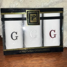 Paris Accessories Vintage Embroidered G Men’s Handkerchiefs In Box picture