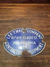 P107- Original 1920s LEE T. WARD Phila Pa Contractor Equipment Porcelain Sign picture