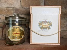 H. Upmann 1844 Vintage Cameroon Cigar Jar Humidor Glass Lid Strap Handle Box picture