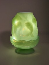 Fenton Jadeite Green Atlantis Fairy Lamp Vintage Glass Koi Fish Mint Condition picture