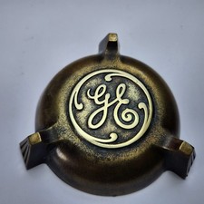 Vintage GE Bronze Ashtray Pre War Schenectady Foundry Paperweight Art Deco Heavy picture