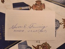 WWII Fighter Ace Major GROVER E. FANNING, 9th FS/ 49th FG 9Vs Signed 3x5 SCARCE picture