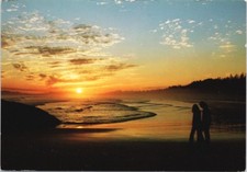 Sunset at Long Beach Vancouver Island BC Couple Love Unused Vintage Postcard D55 picture