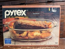 New Pyrex 702 2 Qt Oval Baking Dish New In Box - Clear Glass Corning NIB Sealed picture